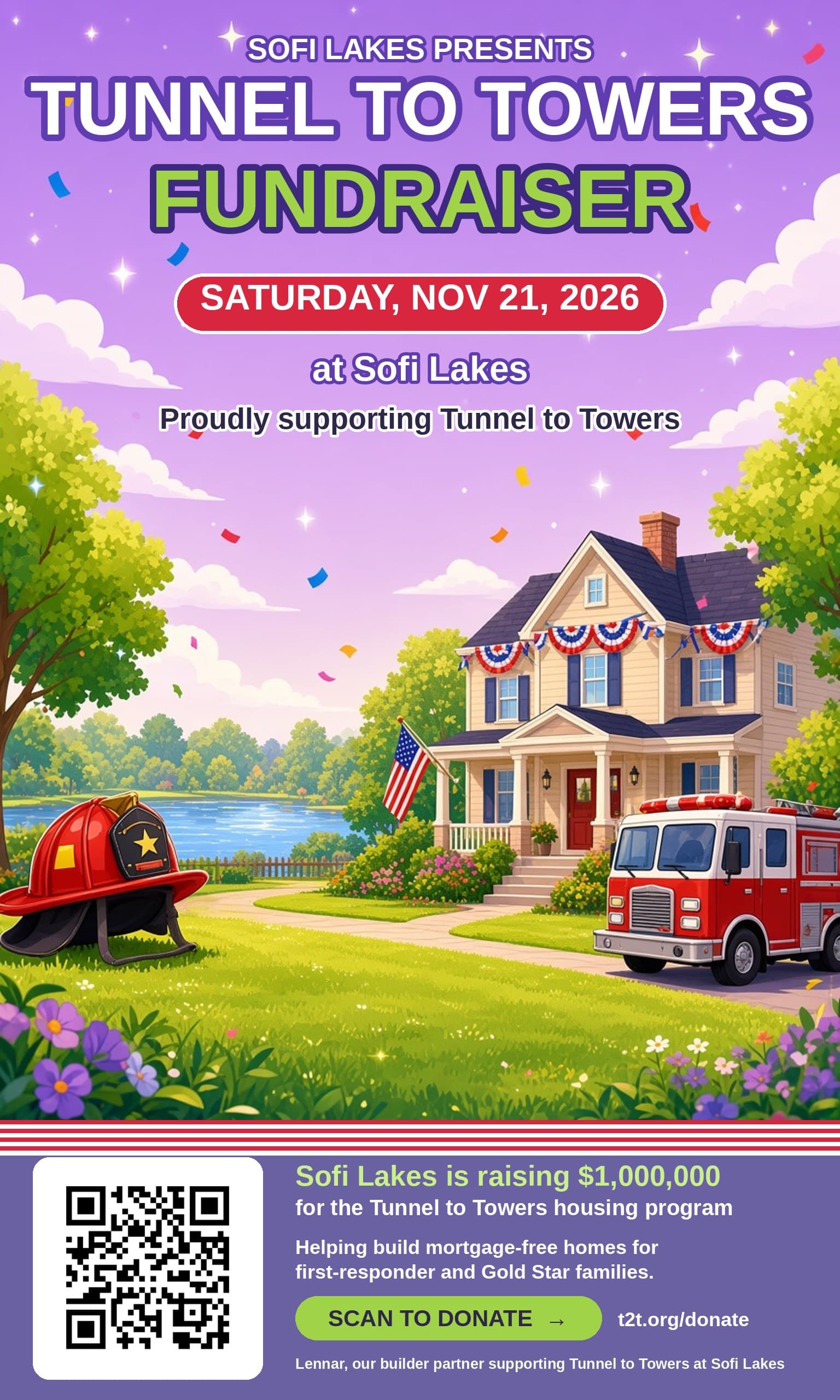 Tunnel to Towers Fundraiser at Sofi Lakes, Saturday, Nov 21, 2026